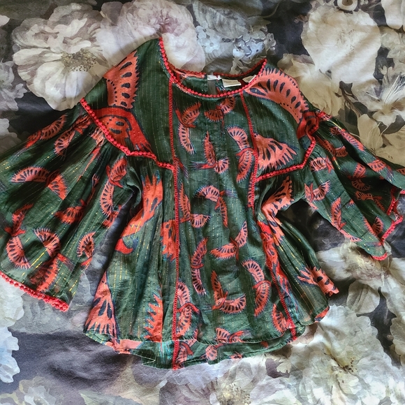 SOLD Rachel Zoe Boho Bird Blouse - M - Picture 5 of 10